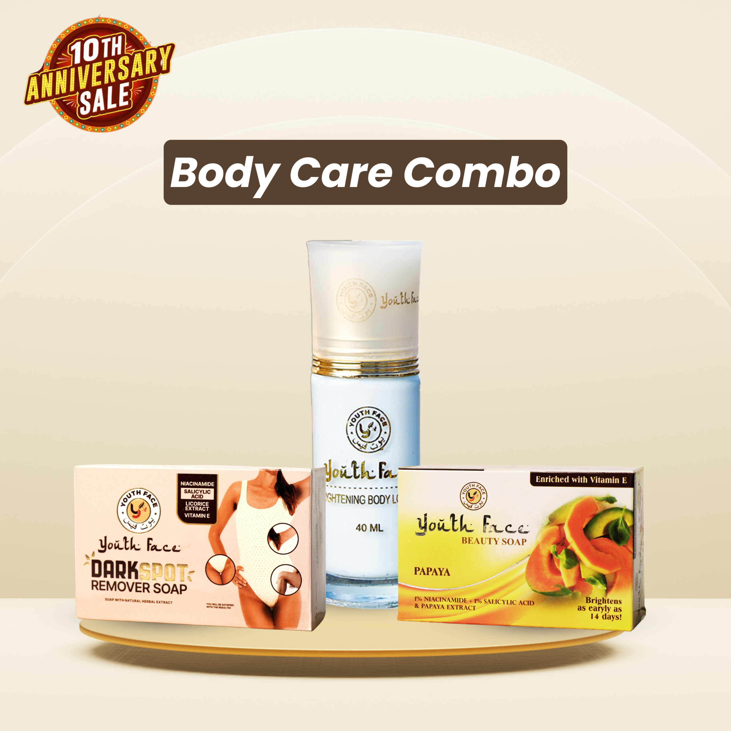 Body Care Combo - Beauty Soap + Dark Soap + Lotion