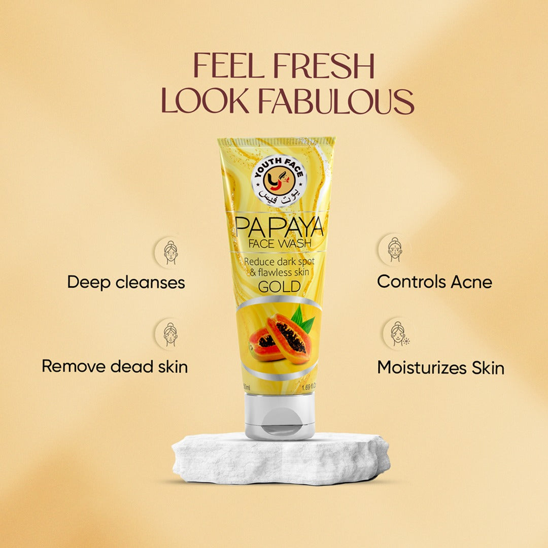 PAPAYA FACE WASH | GENTLE CLEANSING | REMOVES EXCESS OIL | FRESH LOOK | SUITABLE FOR DAILY USE (60ml)