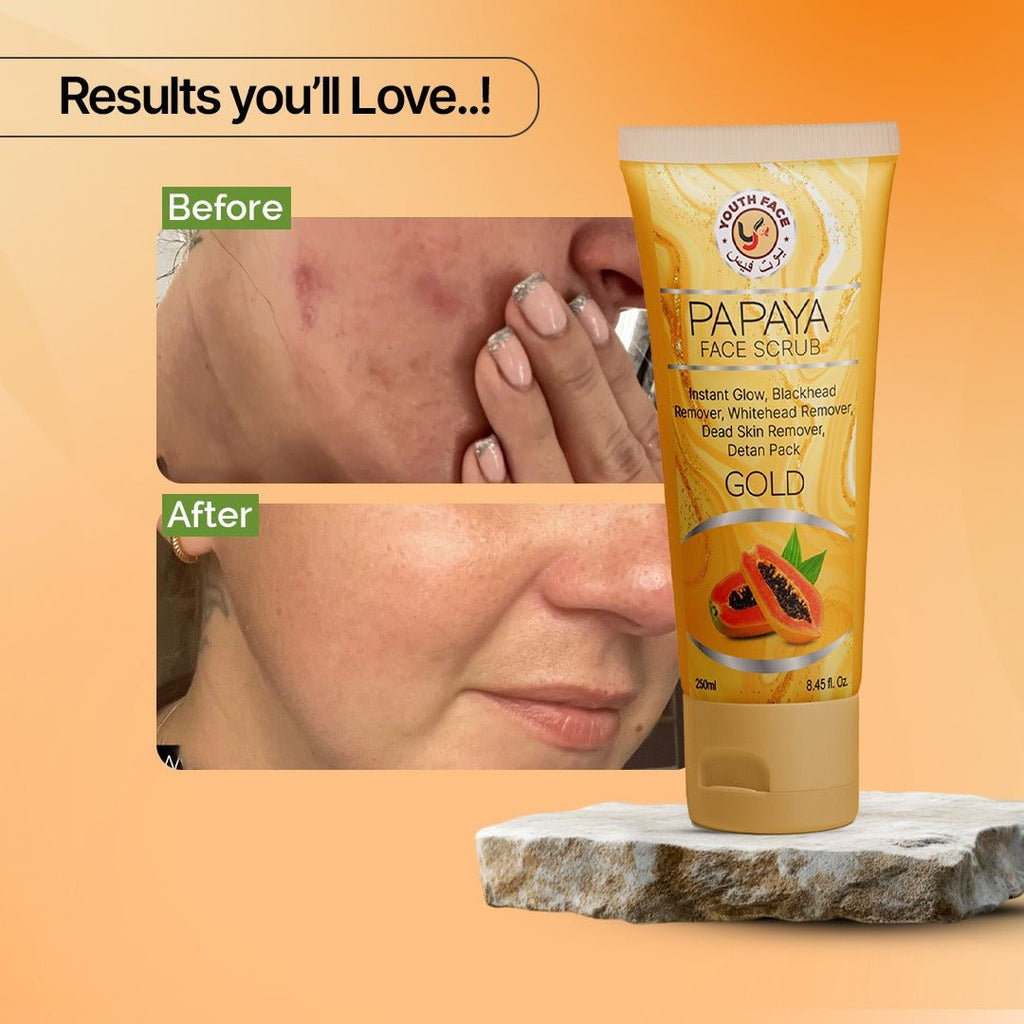 Papaya Facial Scrub | Exfoliates Dead Skin | Brightens Skin Tone | Smooth Finish | Mild Granules (60g)