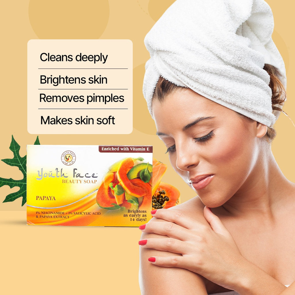 Papaya Beauty Bar Skin Brightening | Papaya Extracts | Gentle On Skin | Refreshing Lather (75g)