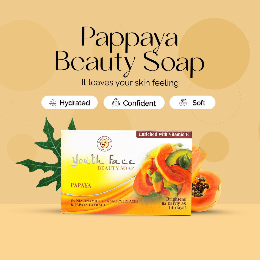 Papaya Beauty Bar Skin Brightening | Papaya Extracts | Gentle On Skin | Refreshing Lather (75g)